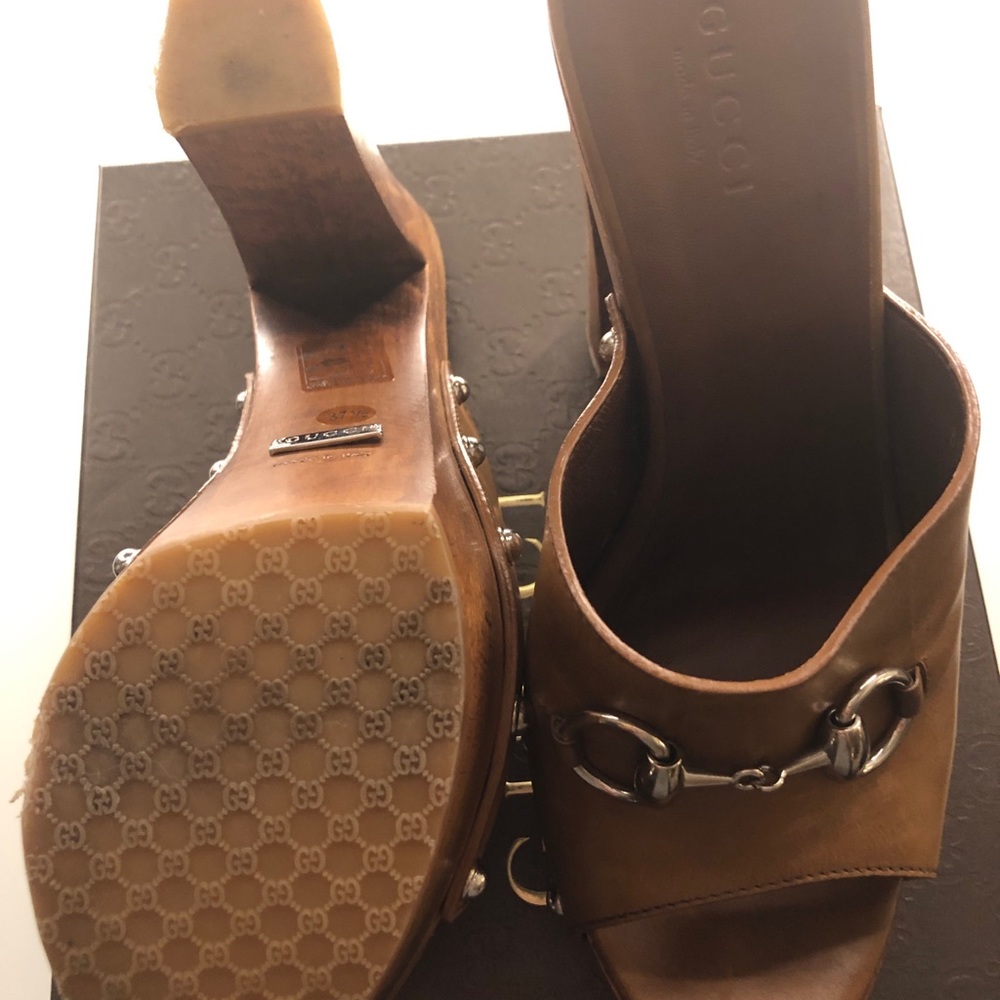 Gucci Brown Morena Leather Clogs